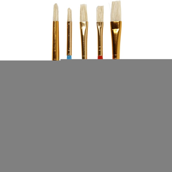 Pinsel für Kinder, Nr. 8+12+18, L 14-16 cm, B 5-10 mm, Flach,rund, Sortierte Farben, 5 Stk/ 1 Pck – Bild 2