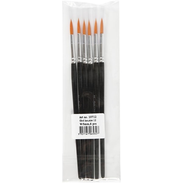 Gold Line Pinsel, Nr. 12, L 18,5 cm, B 5 mm, rund, 6 Stk/ 1 Pck – Bild 2