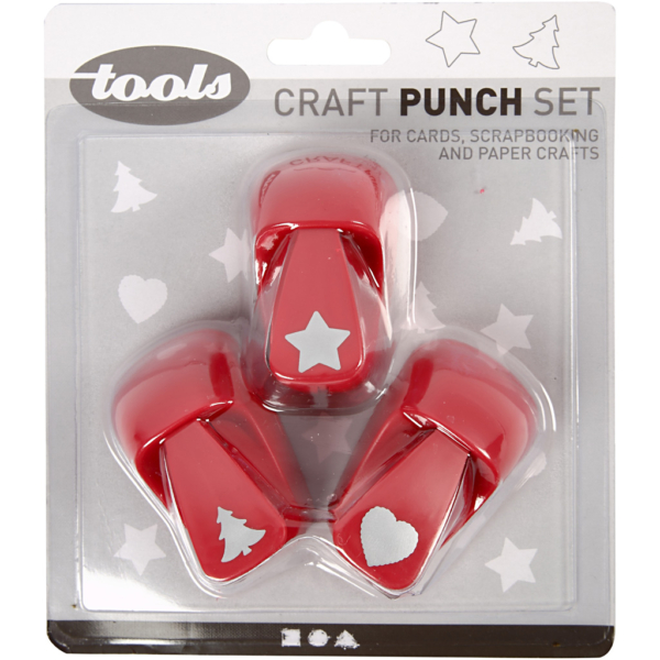 Motivstanzer, Stern, Herz, Weihnachtsbaum, Größe 16 mm, Rot, 1 Set – Bild 3