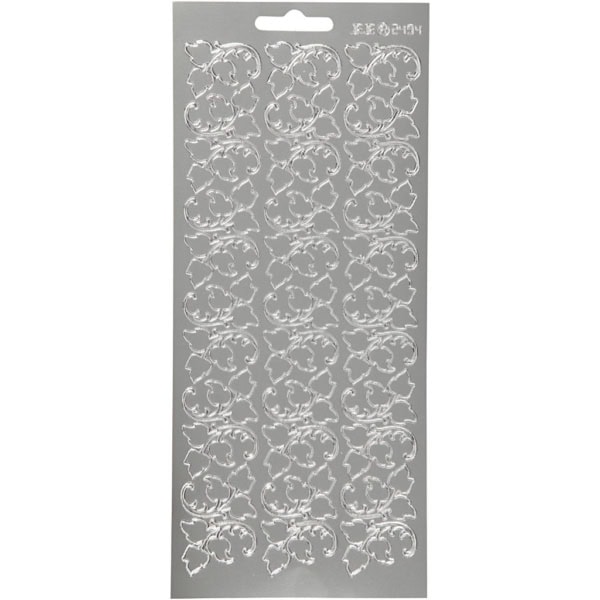 Sticker, Blätter, 10x23 cm, Silber, 1 Bl.