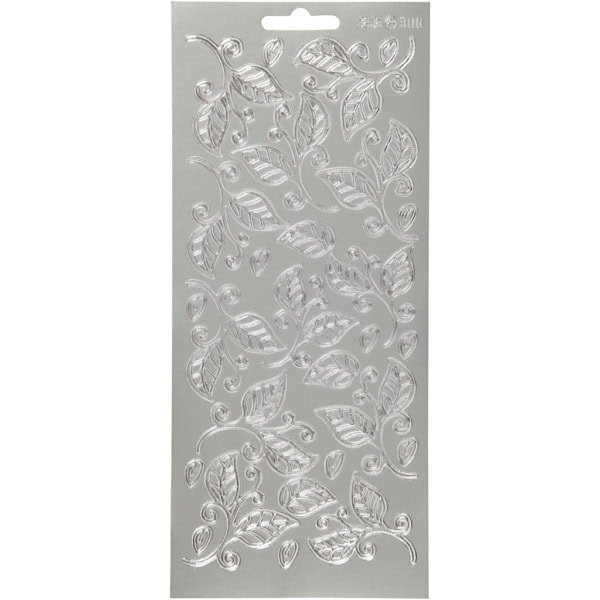 Sticker, Blätter, 10x23 cm, Silber, 1 Bl.
