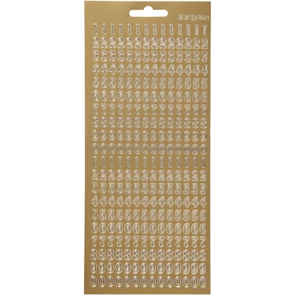 Sticker, Zahlen, 10x23 cm, Gold, 1 Bl.