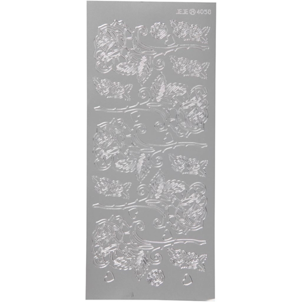 Sticker, Rosen, 10x23 cm, Silber, 1 Bl.