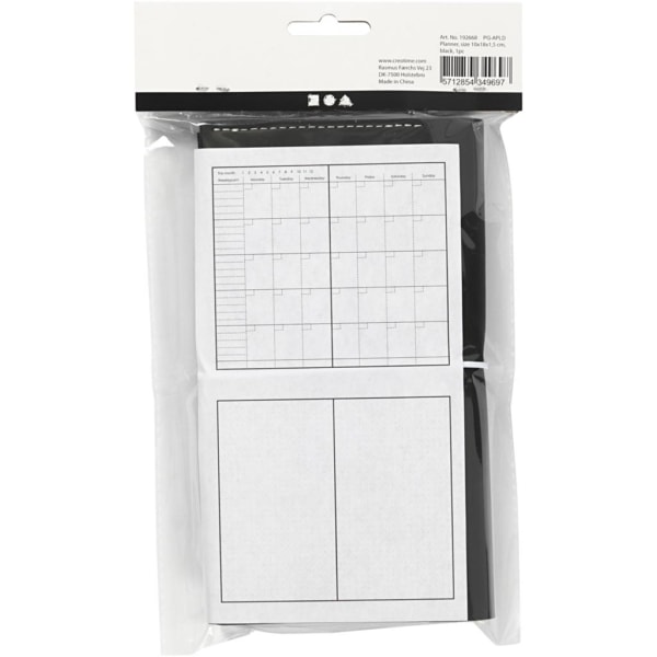 Kalender/Planer, Größe 10x18x1,5 cm, mit elastischem Verschluss, Schwarz, 1 Stk – Bild 5