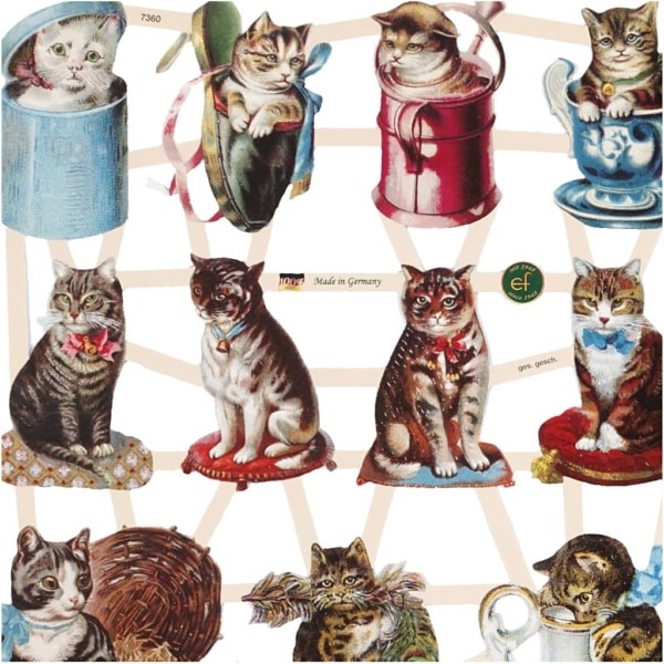 Vintage-Glanzbilder, Katzen, 16,5x23,5 cm, 2 Bl./ 1 Pck – Bild 3