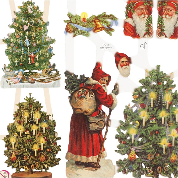 Vintage-Glanzbilder, Nikolaus und Weihnachtsbäume, 16,5x23,5 cm, 2 Bl./ 1 Pck – Bild 3