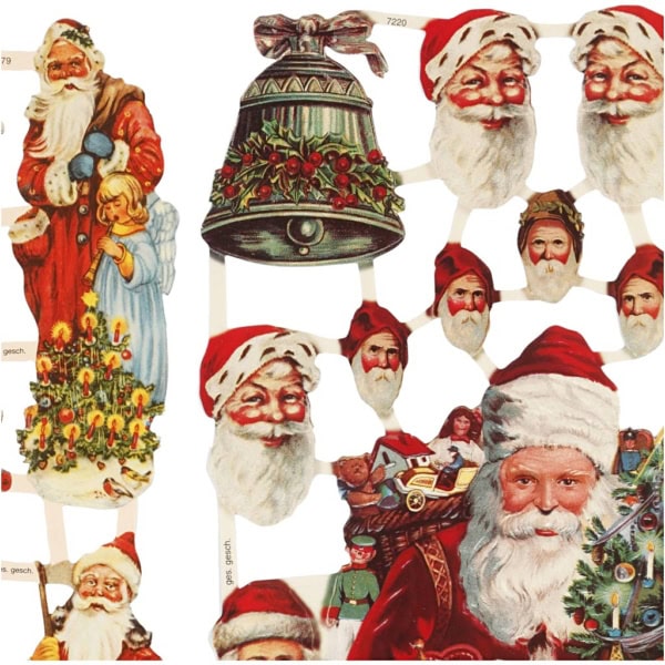 Vintage-Glanzbilder, Nikolaus mit Geschenken, 16,5x23,5 cm, 2 Bl./ 1 Pck – Bild 3
