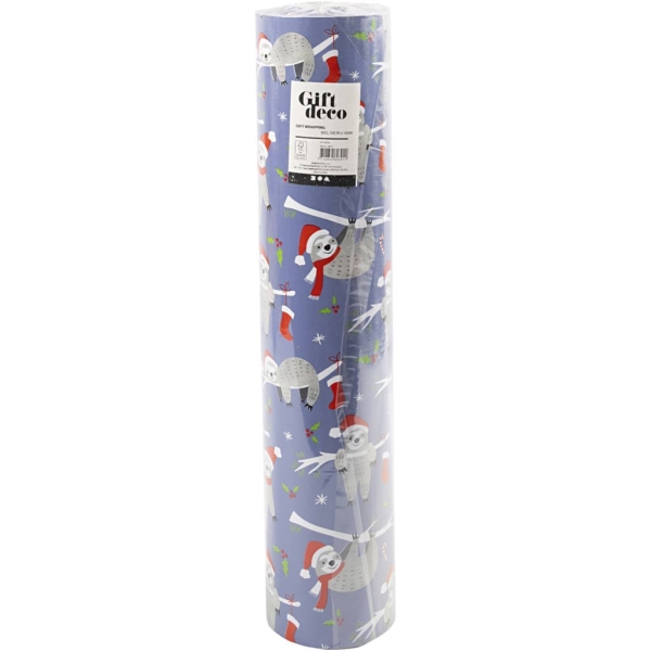 Geschenkpapier, Faultier, B 50 cm, 80 g, Flieder, 100 m/ 1 Rolle – Bild 2