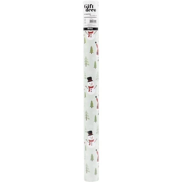 Geschenkpapier, Weihnachtsmann, Schneemann, Rentier, Eisbär und Pinguin, B 50 cm, 80 g, Arktisblau, 5 m/ 1 Rolle – Bild 2