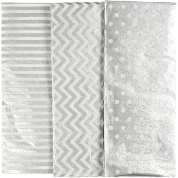 Seidenpapier, 50x70 cm, 17 g, Silber, 6 Bl./ 1 Pck