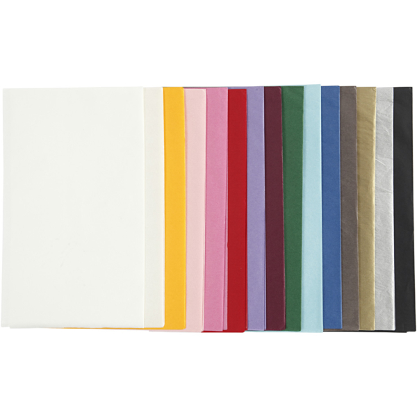 Seidenpapier, 50x70 cm, 14 g, Sortierte Farben, 15x2 Bl./ 1 Pck