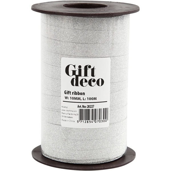 Kräuselband, B 10 mm, Glitter, Silber, 100 m/ 1 Pck – Bild 2