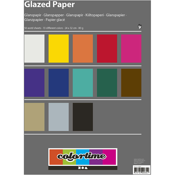 Glanzpapier, 24x32 cm, 80 g, Sortierte Farben, 50 Bl./ 1 Pck – Bild 2