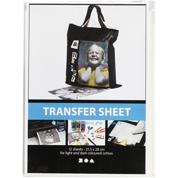 Transfer-Bügelfolie, 21,5x28 cm, für helle und dunkle Textilien, Weiß, 12 Bl./ 1 Pck – Bild 2