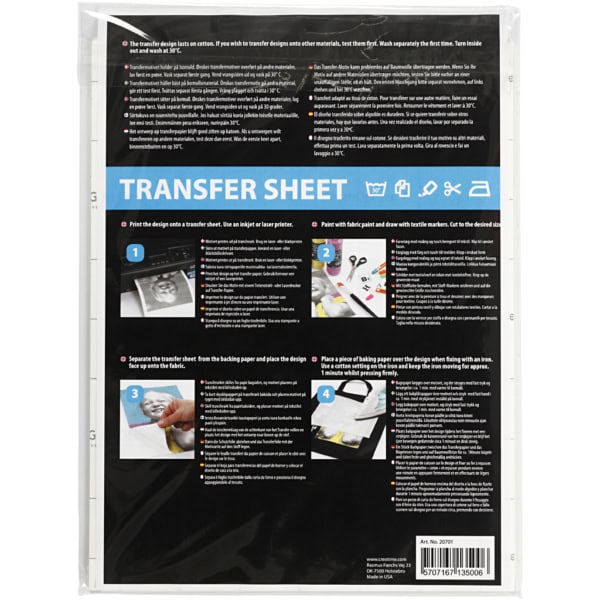 Transfer-Bügelfolie, 21,5x28 cm, für helle und dunkle Textilien, Weiß, 12 Bl./ 1 Pck – Bild 3