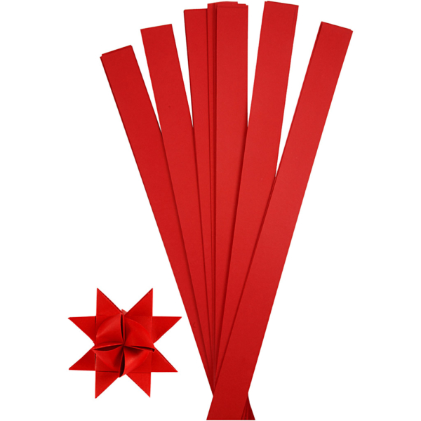 Papierstreifen für Sterne, L 73 cm, D 11,5 cm, B 25 mm, Rot, 100 Streifen/ 1 Pck – Bild 4