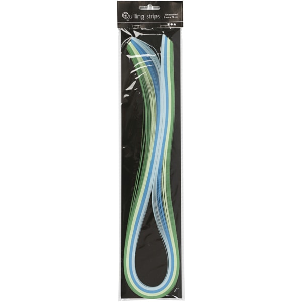 Quilling-Streifen, L 78 cm, B 5 mm, 120 g, Blau, Grün, Lindgrün, Türkis, 100 Stk/ 1 Pck – Bild 9