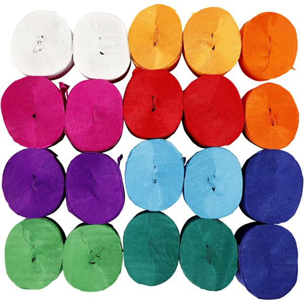 Krepppapier-Rollen, L 20 m, B 5 cm, 22 g, Sortierte Farben, 20 Rolle/ 1 Pck