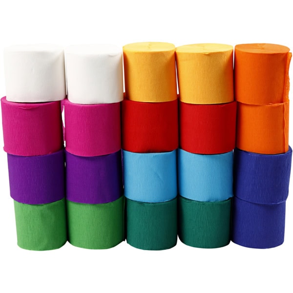 Krepppapier-Rollen, L 20 m, B 5 cm, 22 g, Sortierte Farben, 20 Rolle/ 1 Pck – Bild 3