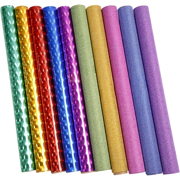 Dekofolie - Sortiment, B 35 cm, Dicke 30+110 my, Sortierte Farben, 10x2 m/ 1 Pck – Bild 3