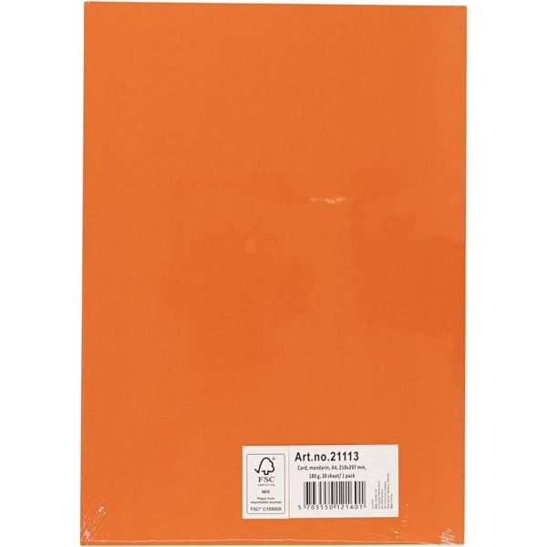 Karton, farbig, A4, 210x297 mm, 180 g, Orange, 20 Bl./ 1 Pck – Bild 2