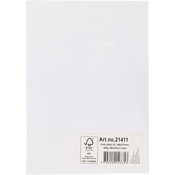 Karton, farbig, A5, 148x210 mm, 180 g, Weiß, 200 Bl./ 1 Pck – Bild 3