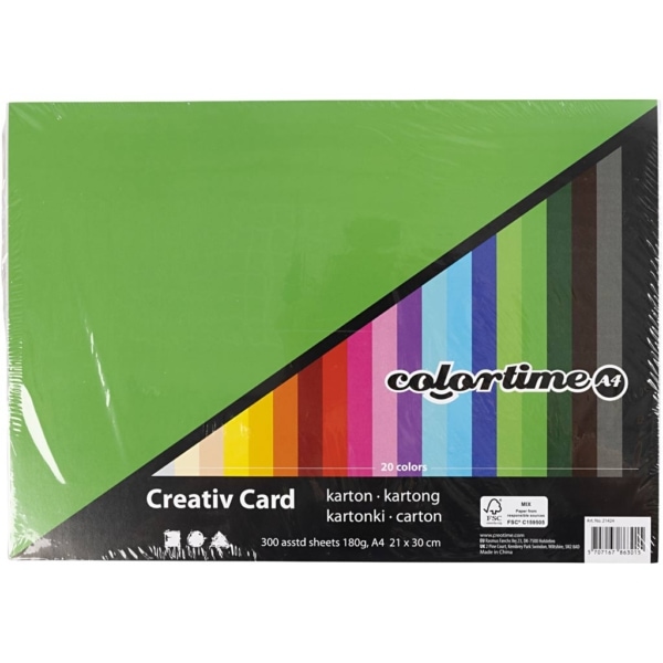 Farbkarton, A4, 210x297 mm, 180 g, Sortierte Farben, 300 Bl. sort./ 1 Pck – Bild 3