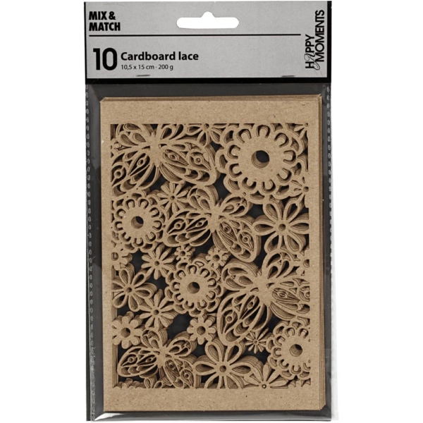 Karton mit Spitze, 10,5x15 cm, 200 g, Natur, 10 Stk/ 1 Pck – Bild 2