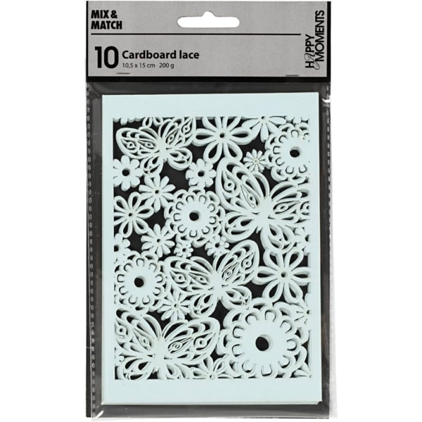 Karton mit Spitze, 10,5x15 cm, 200 g, Hellblau, 10 Stk/ 1 Pck – Bild 2
