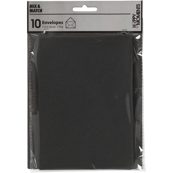 Kuvert, Umschlaggröße 11,5x16 cm, 110 g, Schwarz, 10 Stk/ 1 Pck – Bild 2