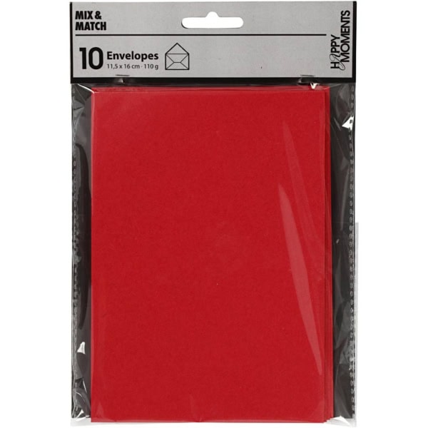 Kuvert, Umschlaggröße 11,5x16 cm, 110 g, Rot, 10 Stk/ 1 Pck – Bild 2