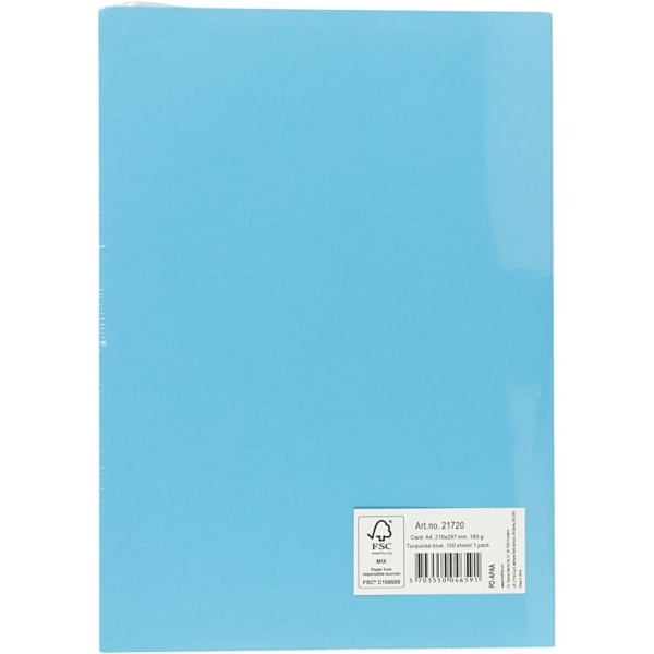 Karton, farbig, A4, 210x297 mm, 180 g, Türkisblau, 100 Bl./ 1 Pck – Bild 4