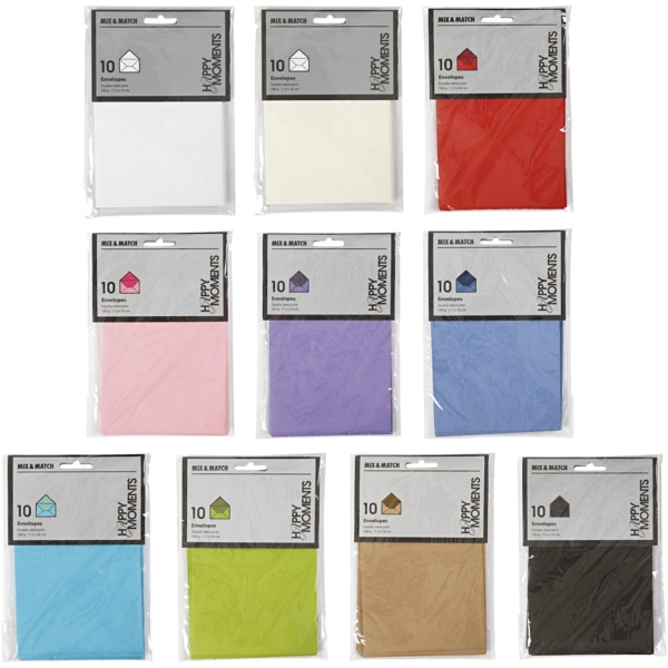Kuvert, Umschlaggröße 11,5x16 cm, Inhalt kann variieren , 100 g, Sortierte Farben, 30 Pck/ 1 Pck – Bild 2