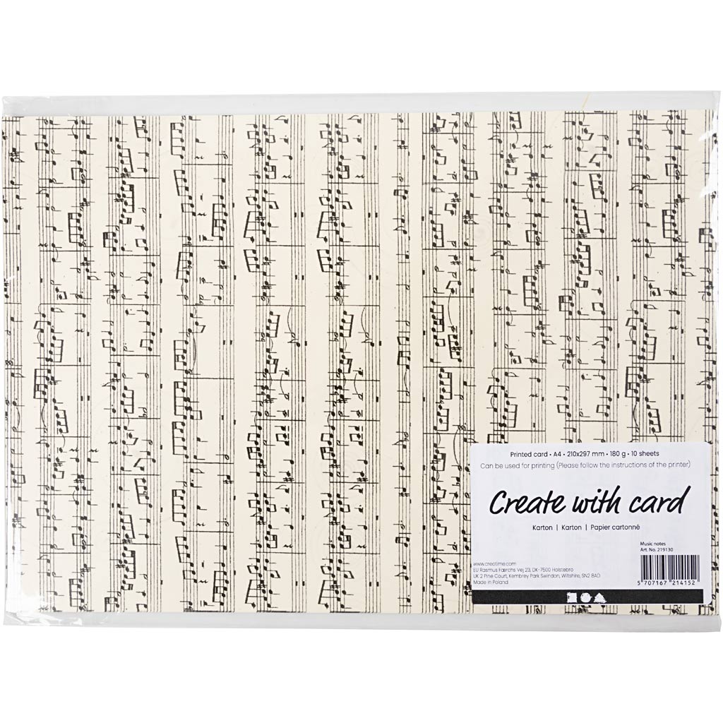 Papier Cartonné, Notes De Musique, A4, 210x297 mm, 180 gr, 10