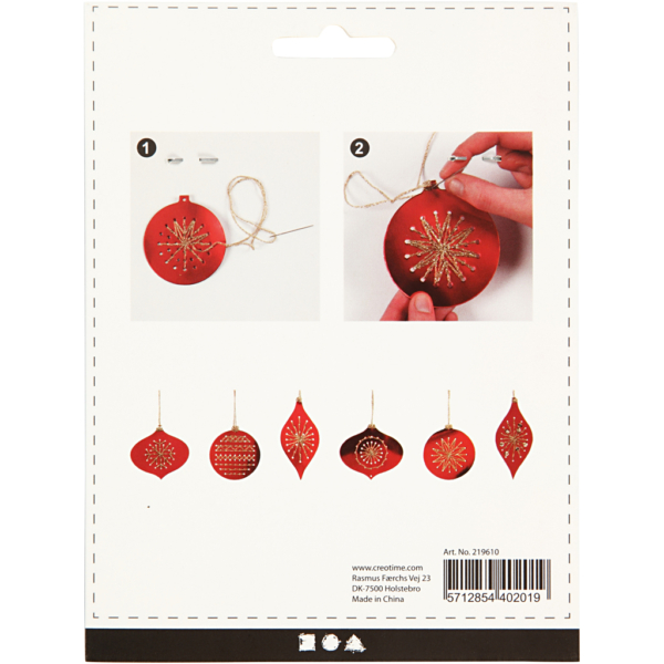 Stickkarten, Weihnachtsmotive, H 8,5-12 cm, Lochgröße 3 mm, Metallic-Rot, 8 Stk/ 1 Pck – Bild 4
