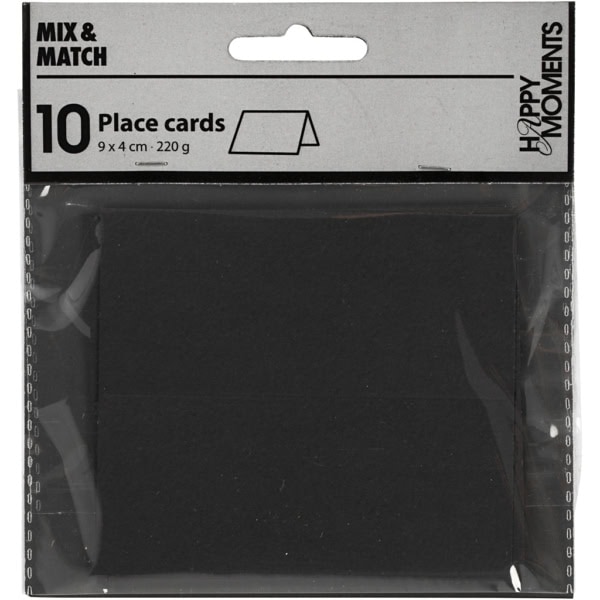 Tischkarten, Größe 9x4 cm, 220 g, Schwarz, 10 Stk/ 1 Pck – Bild 2