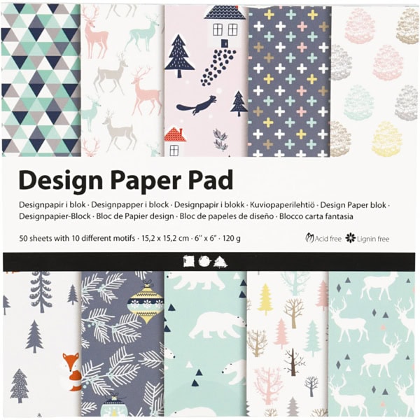Design-Papier im Block, 15,2x15,2 cm, 120 g, Hellgrün, Rosa, Weiß, 50 Bl./ 1 Pck – Bild 3