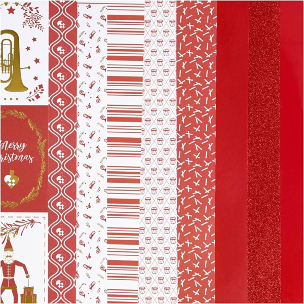 Block mit Design-Papier, Größe 21x30 cm, 120+128 g, Rot, Weiß, 24 Bl./ 1 Pck – Bild 3
