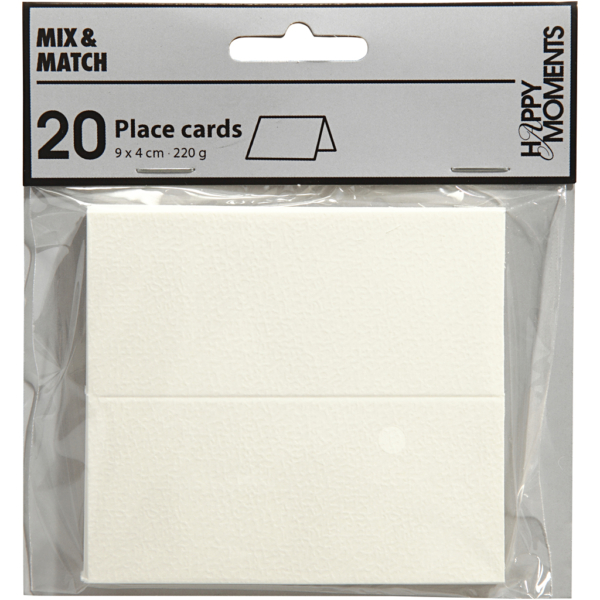Tischkarten, Größe 9x4 cm, 220 g, Weiß, 20 Stk/ 1 Pck – Bild 2