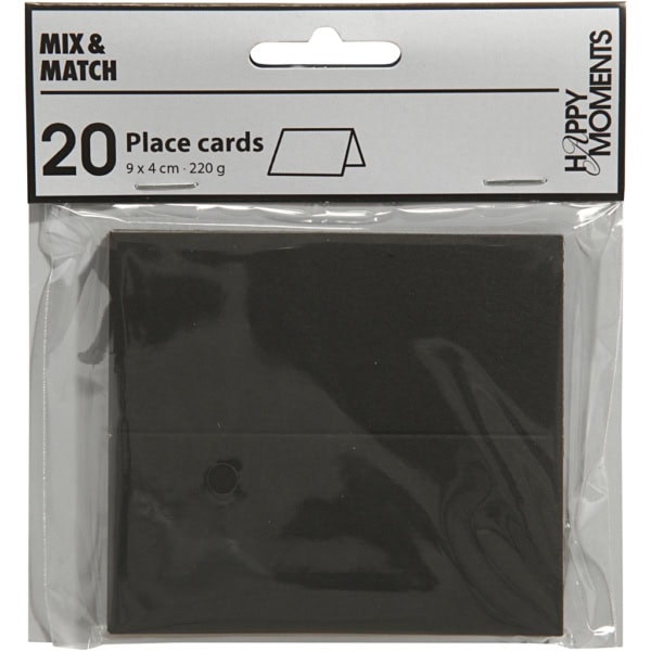 Tischkarten, Größe 9x4 cm, 220 g, Schwarz, 20 Stk/ 1 Pck – Bild 2