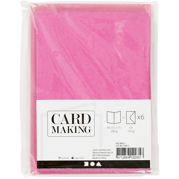 Karten & Kuverts, Kartengröße 10,5x15 cm, Umschlaggröße 11,5x16,5 cm, 110+220 g, Pink, 6 Set/ 1 Pck – Bild 3