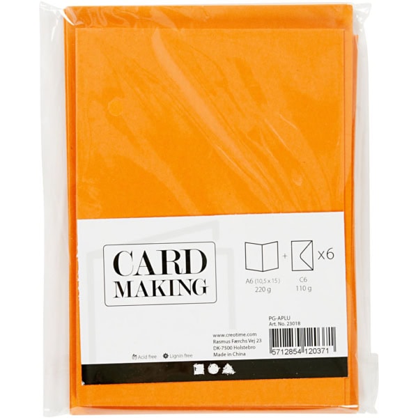 Karten & Kuverts, Kartengröße 10,5x15 cm, Umschlaggröße 11,5x16,5 cm, 110+220 g, Orange, 6 Set/ 1 Pck – Bild 3