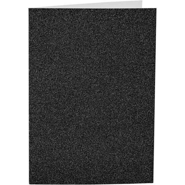 Karten & Kuverts, Kartengröße 10,5x15 cm, Umschlaggröße 11,5x16,5 cm, Glitter, 110+250 g, Schwarz, 4 Set/ 1 Pck – Bild 2