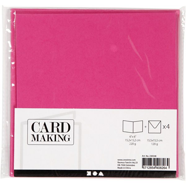 Karten & Kuverts, Kartengröße 15,2x15,2 cm, Umschlaggröße 16x16 cm, 220 g, Pink, 4 Set/ 1 Pck – Bild 2