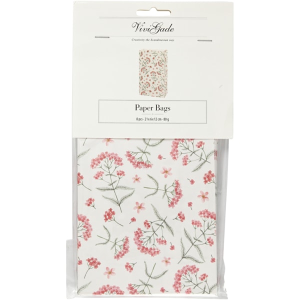 Papiertüten, Blumen, H 21 cm, Größe 6x12 cm, 80 g, 8 Stk/ 1 Pck – Bild 2
