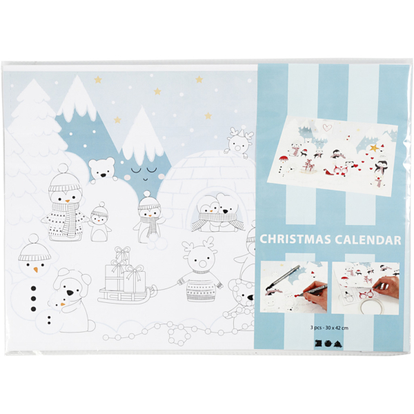Adventkalender, Größe 30x42 cm, Weiß, 3 Stk/ 1 Pck – Bild 2