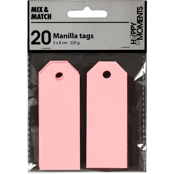 Manila-Anhänger, Größe 3x8 cm, 220 g, Rosa, 20 Stk/ 1 Pck – Bild 2