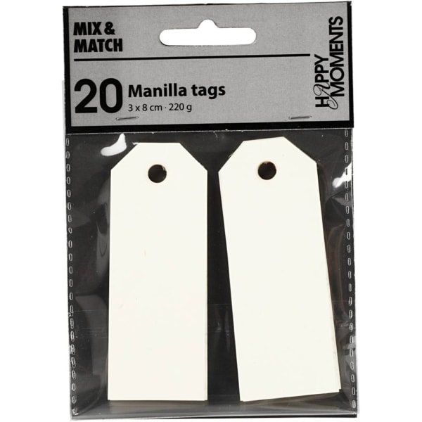 Manila-Anhänger, Größe 3x8 cm, 220 g, Naturweiß, 20 Stk/ 1 Pck – Bild 2