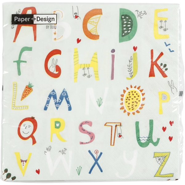 Papierservietten, Buntes Alphabet, Größe 33x33 cm, 20 Stk/ 1 Pck – Bild 2