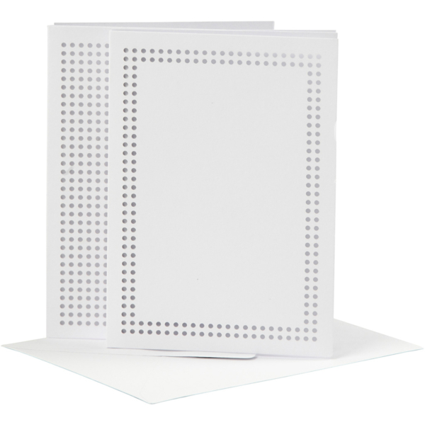 Karten zum Besticken, Kartengröße 10,5x15 cm, Umschlaggröße 11,5x16,5 cm, Weiß, 6 Set/ 1 Pck